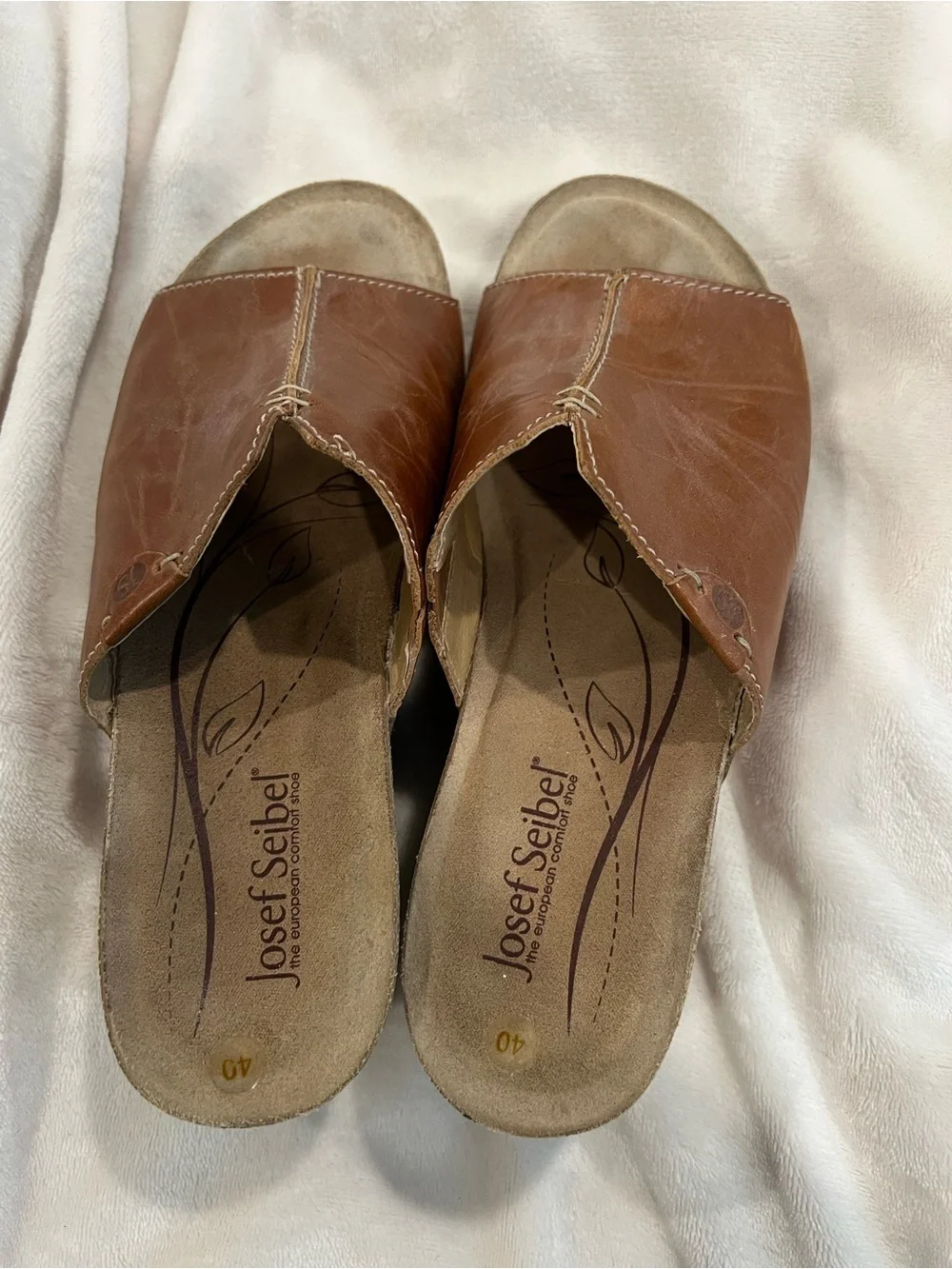 Josef Seibel Meike Brown Leather Slides